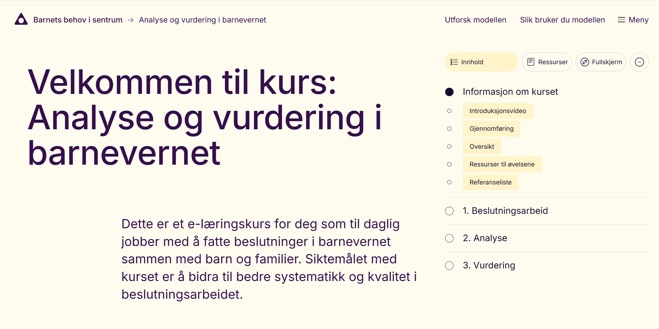E-læring på barnetsbehovisentrum.no